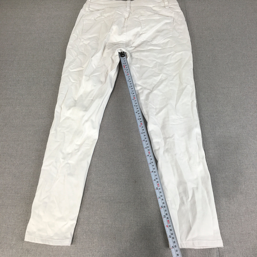 Atmos & Here Womens Skinny Jeans Size 30 White Ripped Stretch Denim