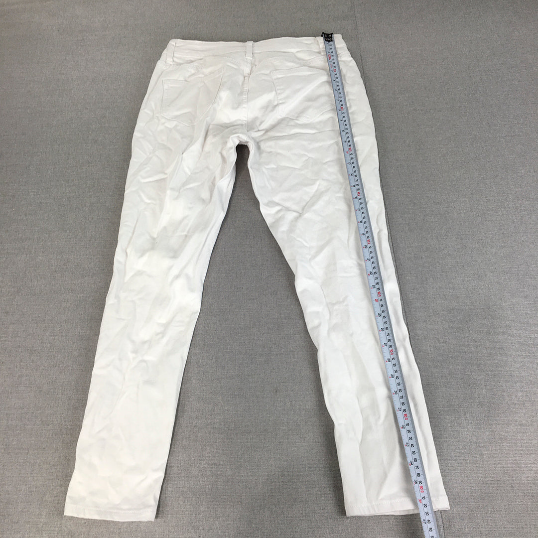 Atmos & Here Womens Skinny Jeans Size 30 White Ripped Stretch Denim