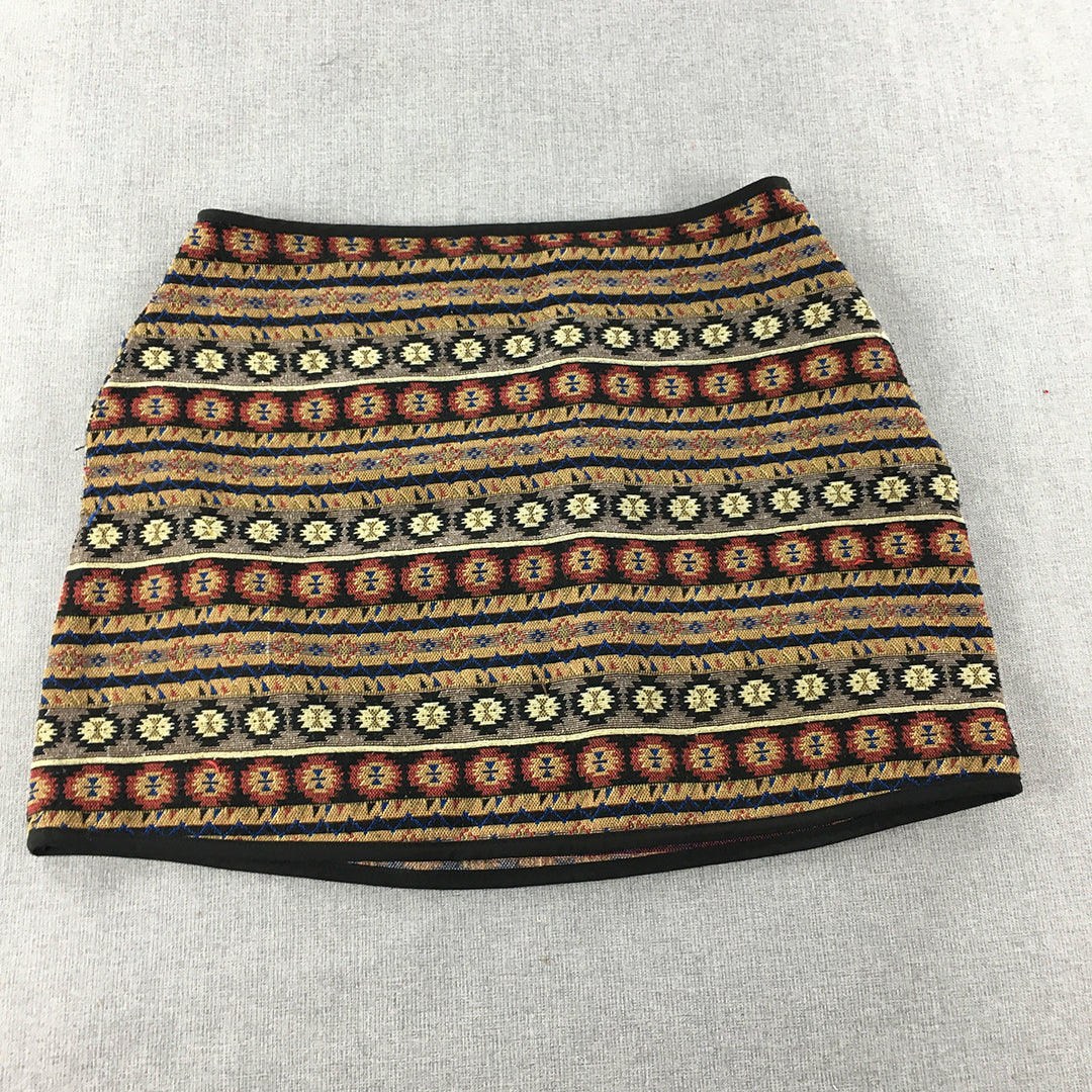 Valleygirl Womens Mini Skirt Size 10 Brown Aztec Navajo