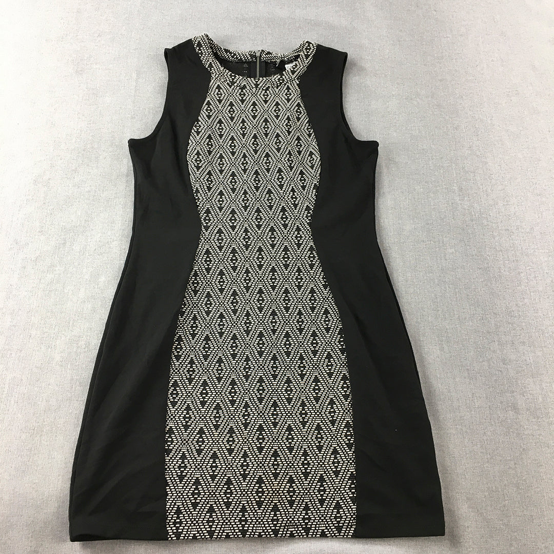 H&M Womens Pencil Dress Size 14 Black Sleeveless Stretch Mini