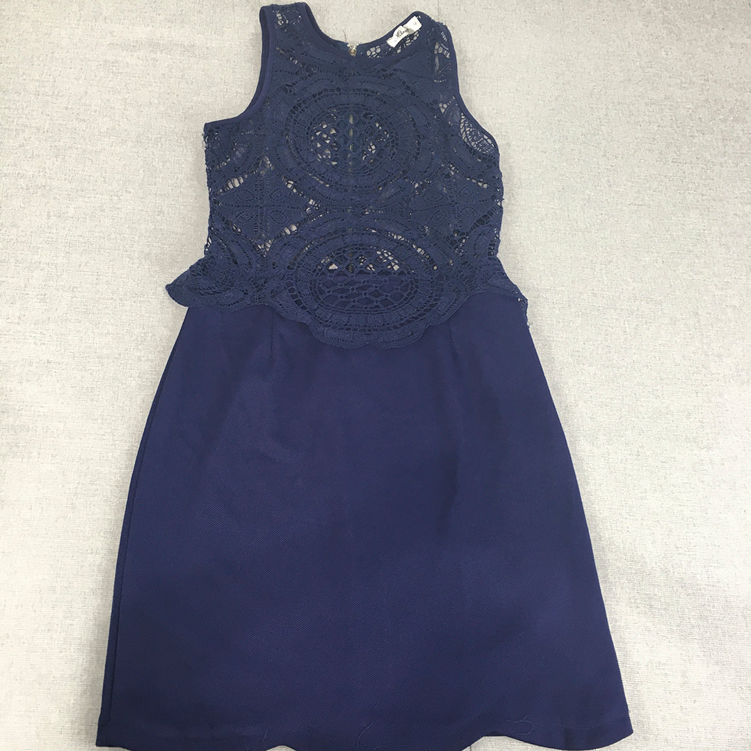 Miracle Womens Pencil Dress Size 12 Blue Lace Sleeveless Sleeveless Mini