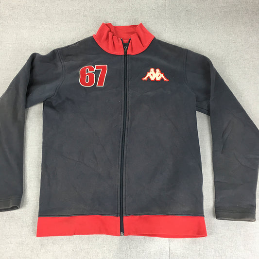 Kappa Mens Jacket Size L Grey Red Logo Zip-Up Mock Neck Coat