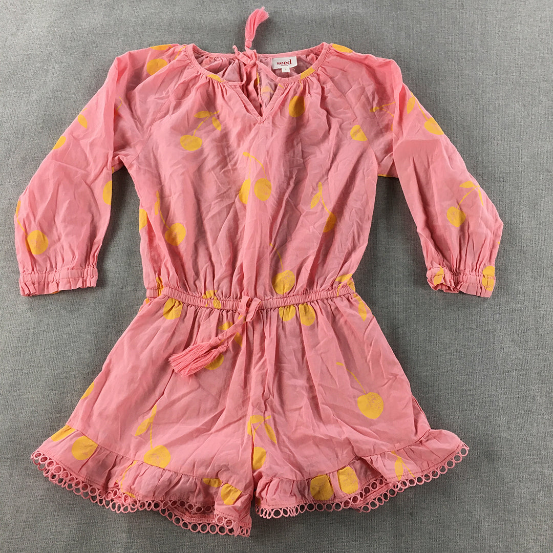 Seed Heritage Kids Girls One-Piece Size 7 Pink Polka Dot Long Sleeve Playsuit