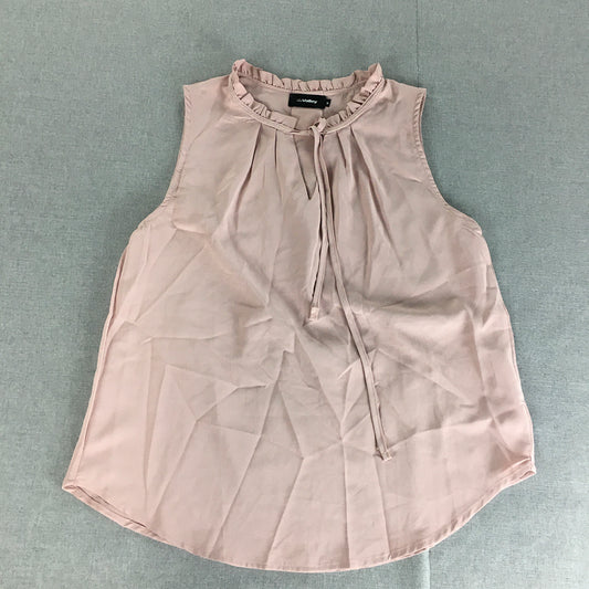 Valleygirl Womens Top Size 12 Pink Pleated Sleeveless Blouse