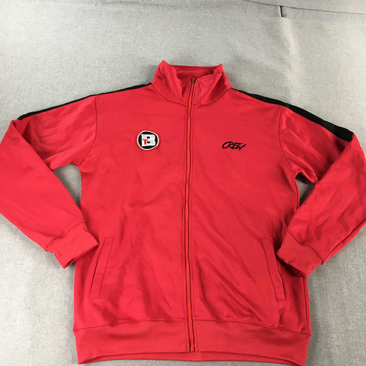 TB Crew Mens Jacket Size L Red Zip-Up Pockets Windbreaker Coat