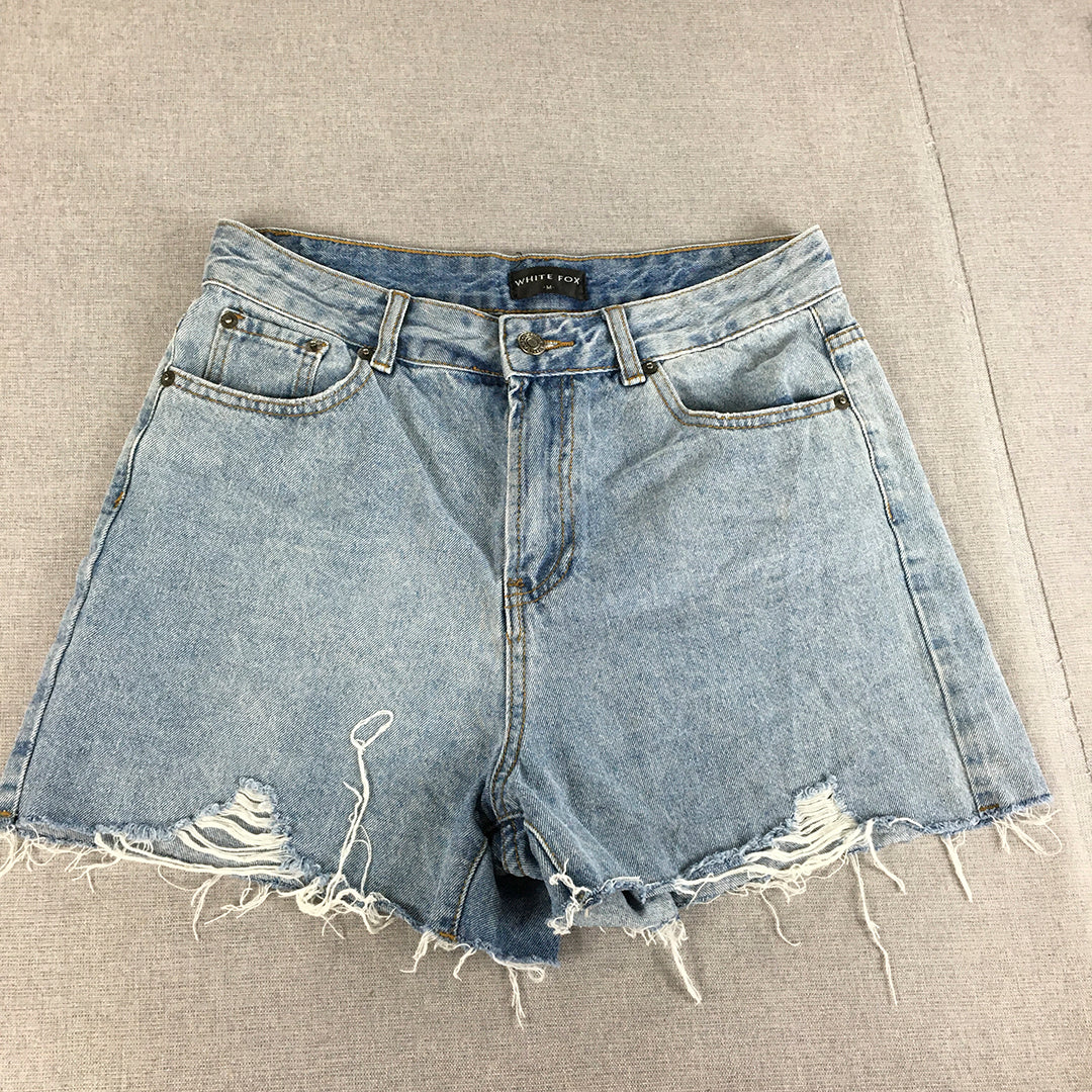 White Fox Womens Denim Shorts Size M Blue Raw Hem Jorts