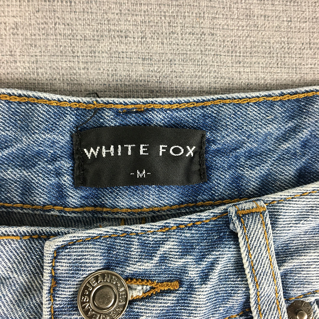 White Fox Womens Denim Shorts Size M Blue Raw Hem Jorts