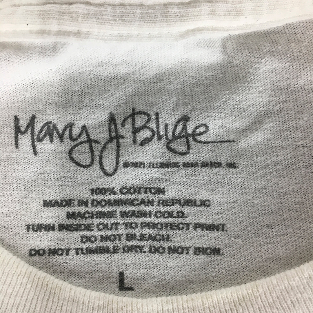 Mary J Blige T-Shirt Adult Size L White Short Sleeve Rap Tee