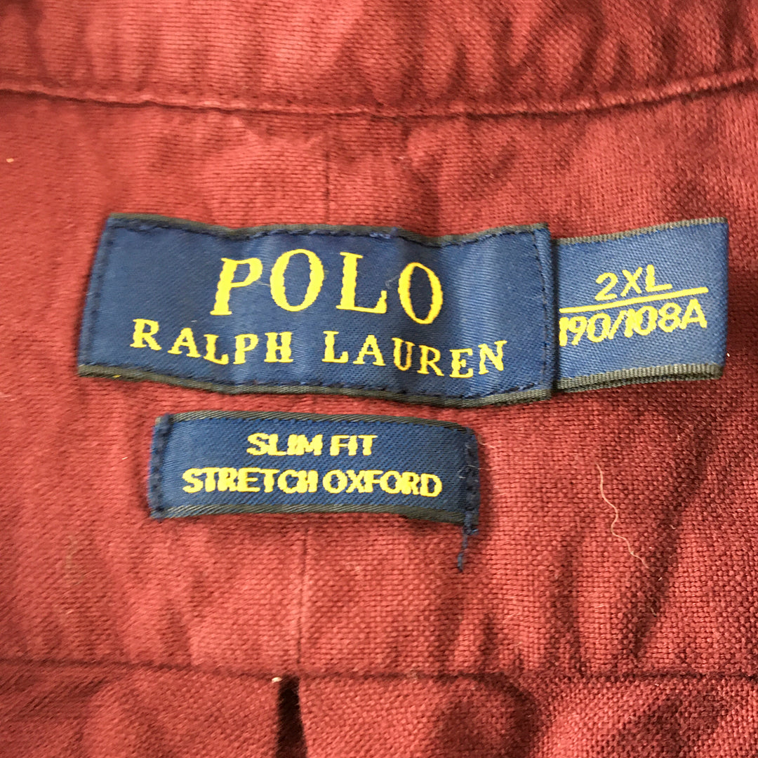 Polo Ralph Lauren Mens Shirt Size 2XL Red Long Sleeve Slim Fit Stretch Button-Up