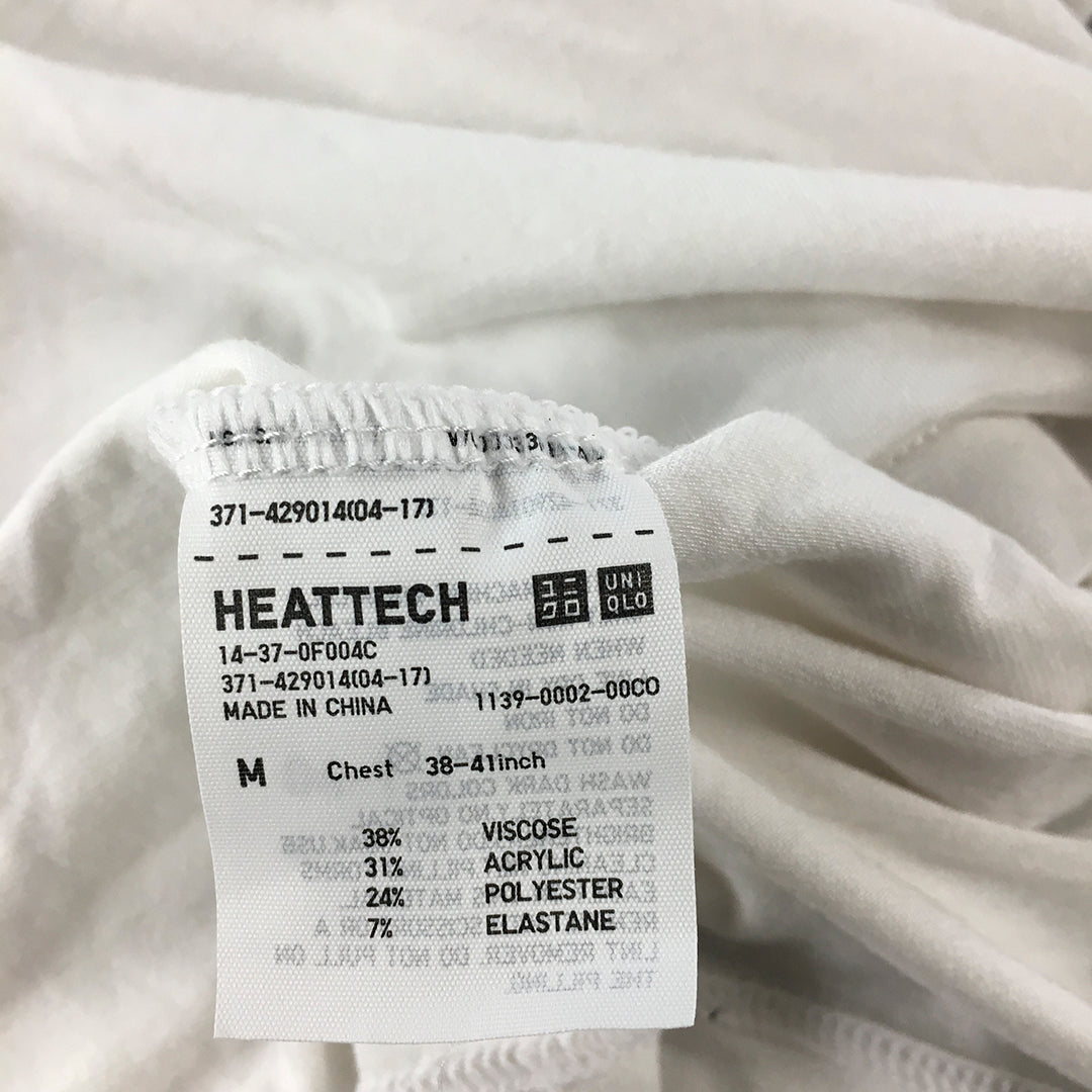 Uniqlo Heattech Mens Shirt Size M White Long Sleeve Crew Neck