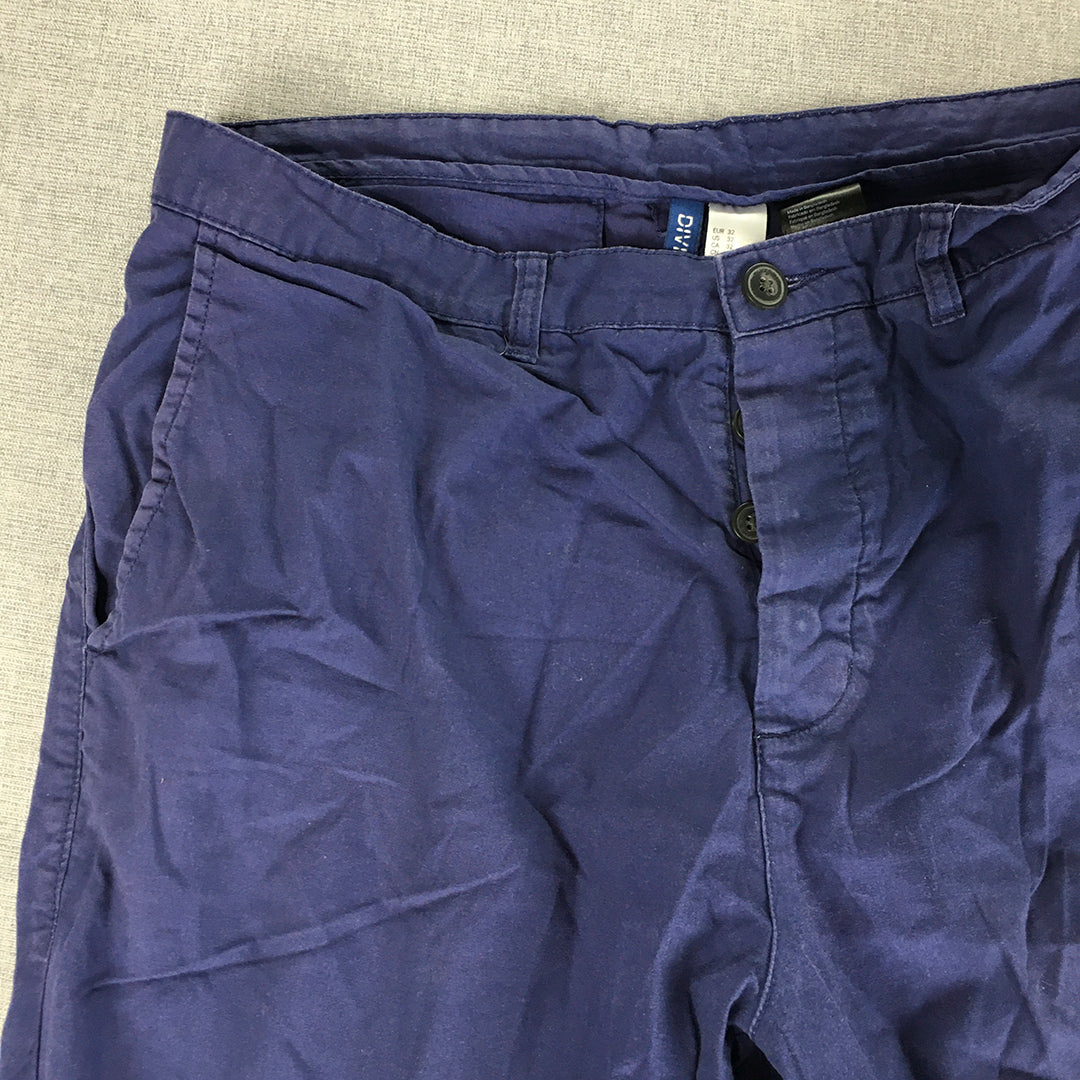 H&M Mens Chino Shorts Size 32 Purple Pockets Walking Casual