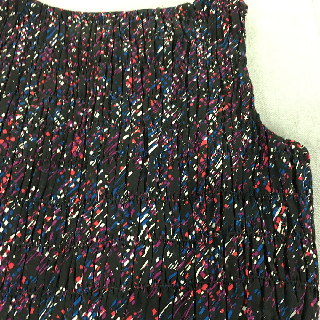 Armani Exchange Womens Pencil Dress Size 4 Black Purple Dot Pleated Mini