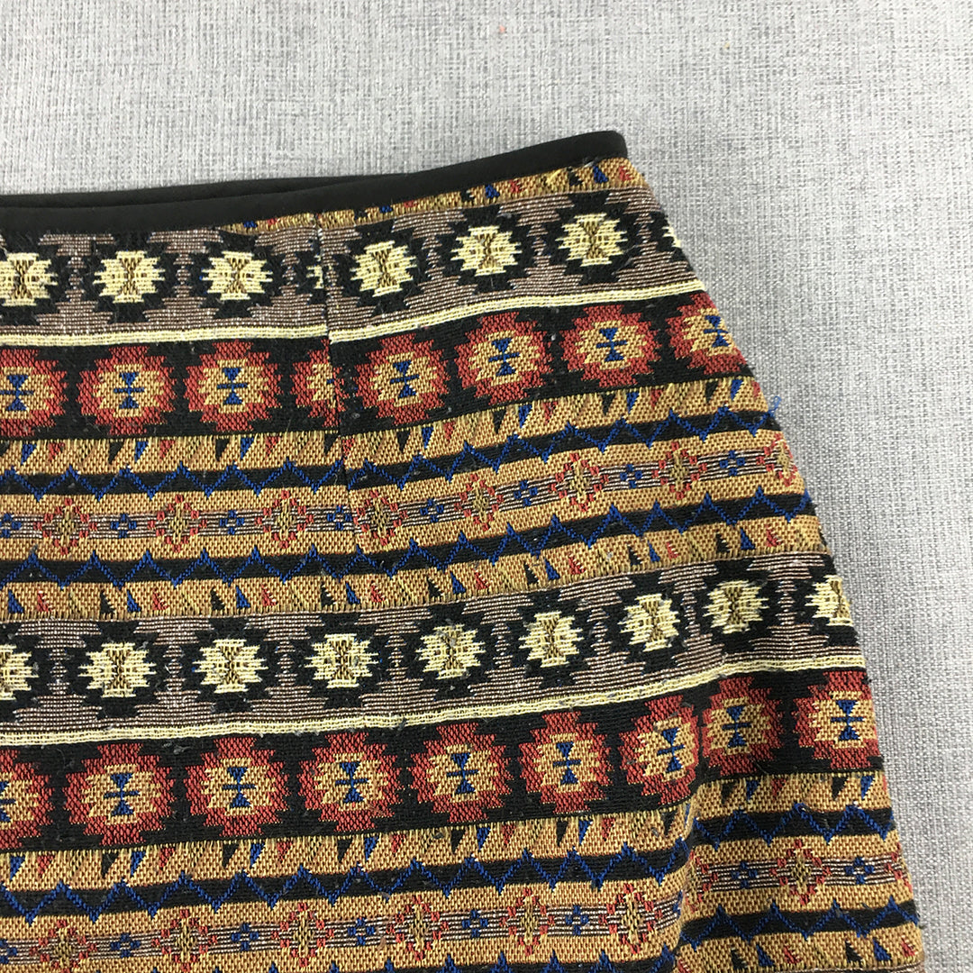 Valleygirl Womens Mini Skirt Size 10 Brown Aztec Navajo