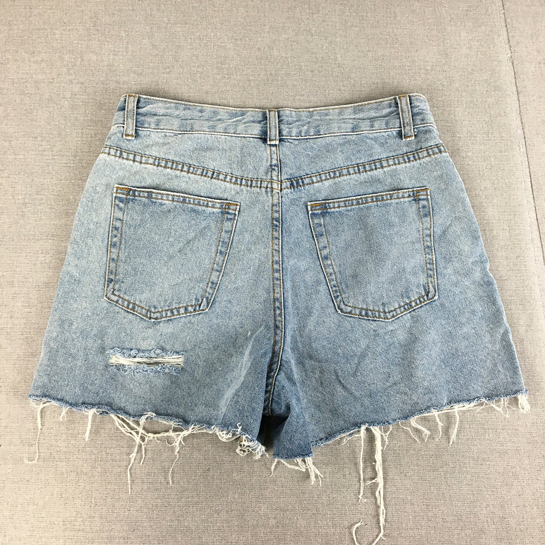 White Fox Womens Denim Shorts Size M Blue Raw Hem Jorts