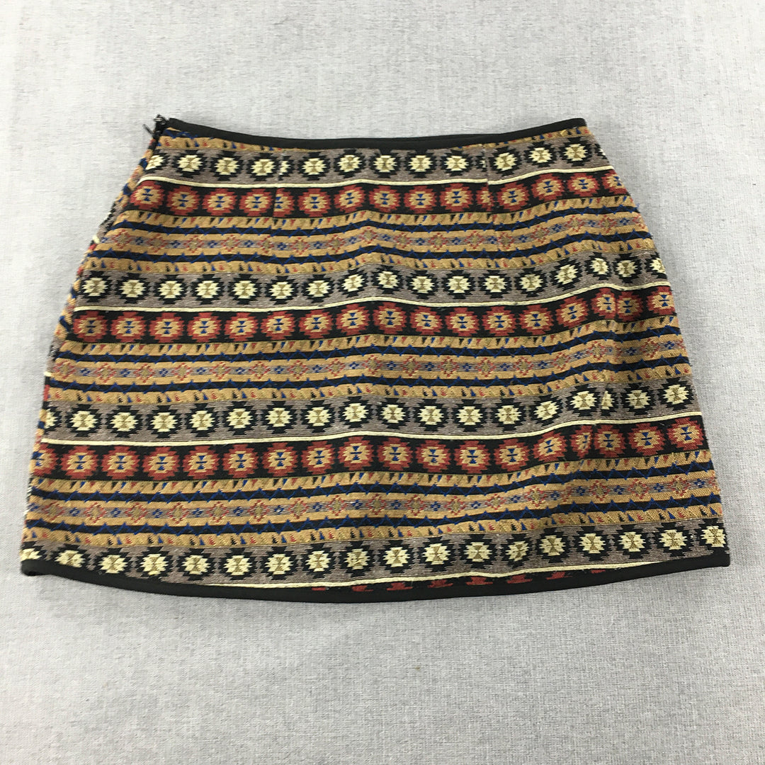 Valleygirl Womens Mini Skirt Size 10 Brown Aztec Navajo