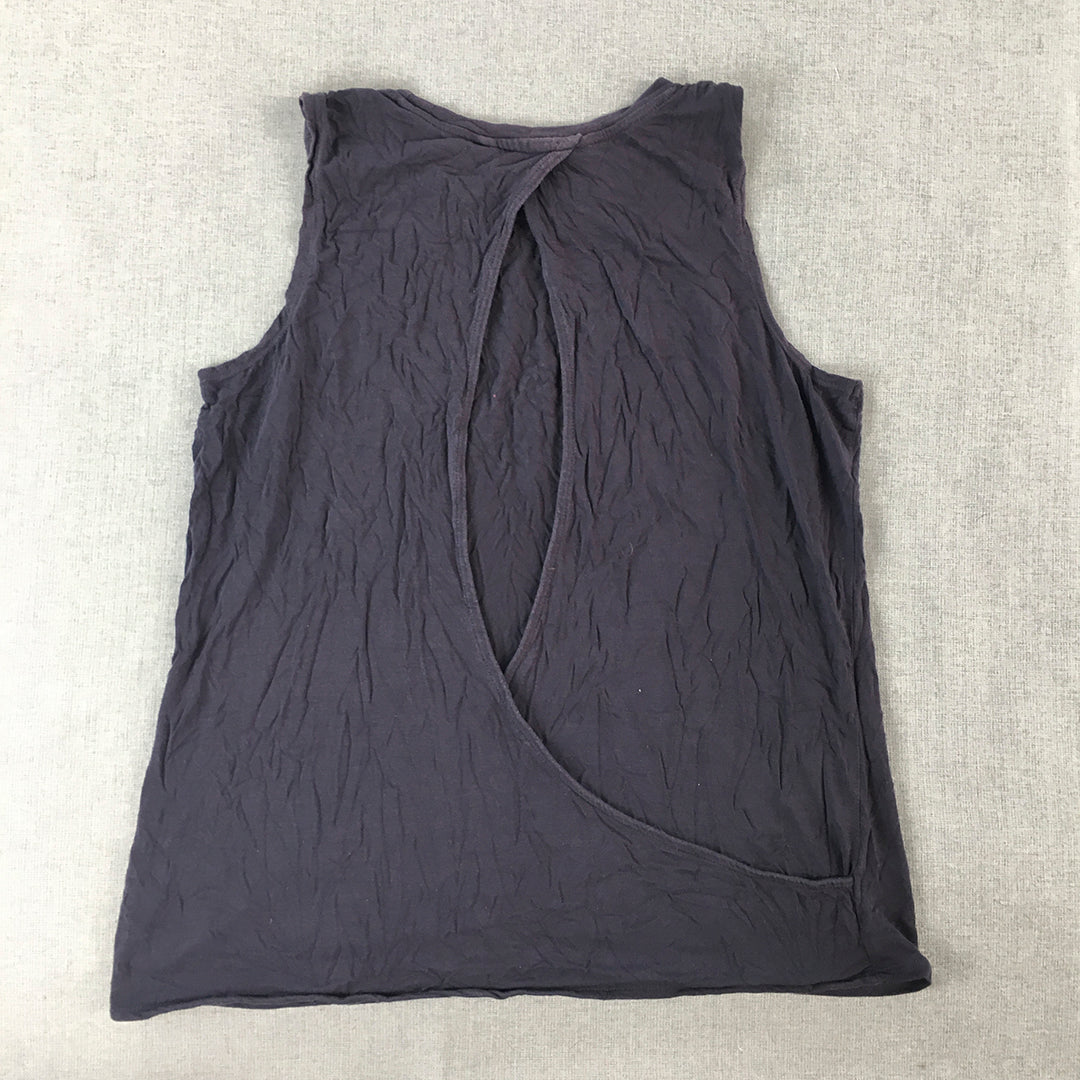 Rockwear Womens Tank Top Size 10 Purple Logo Sleeveless Shirt