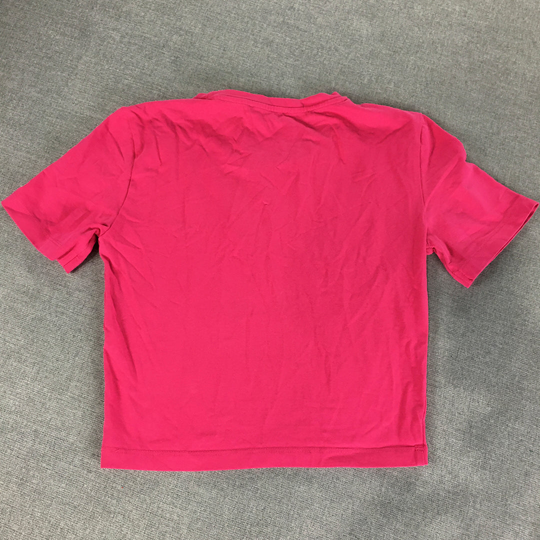 Zara Womens Cropped T-Shirt Size S Hot Pink Short Sleeve Top