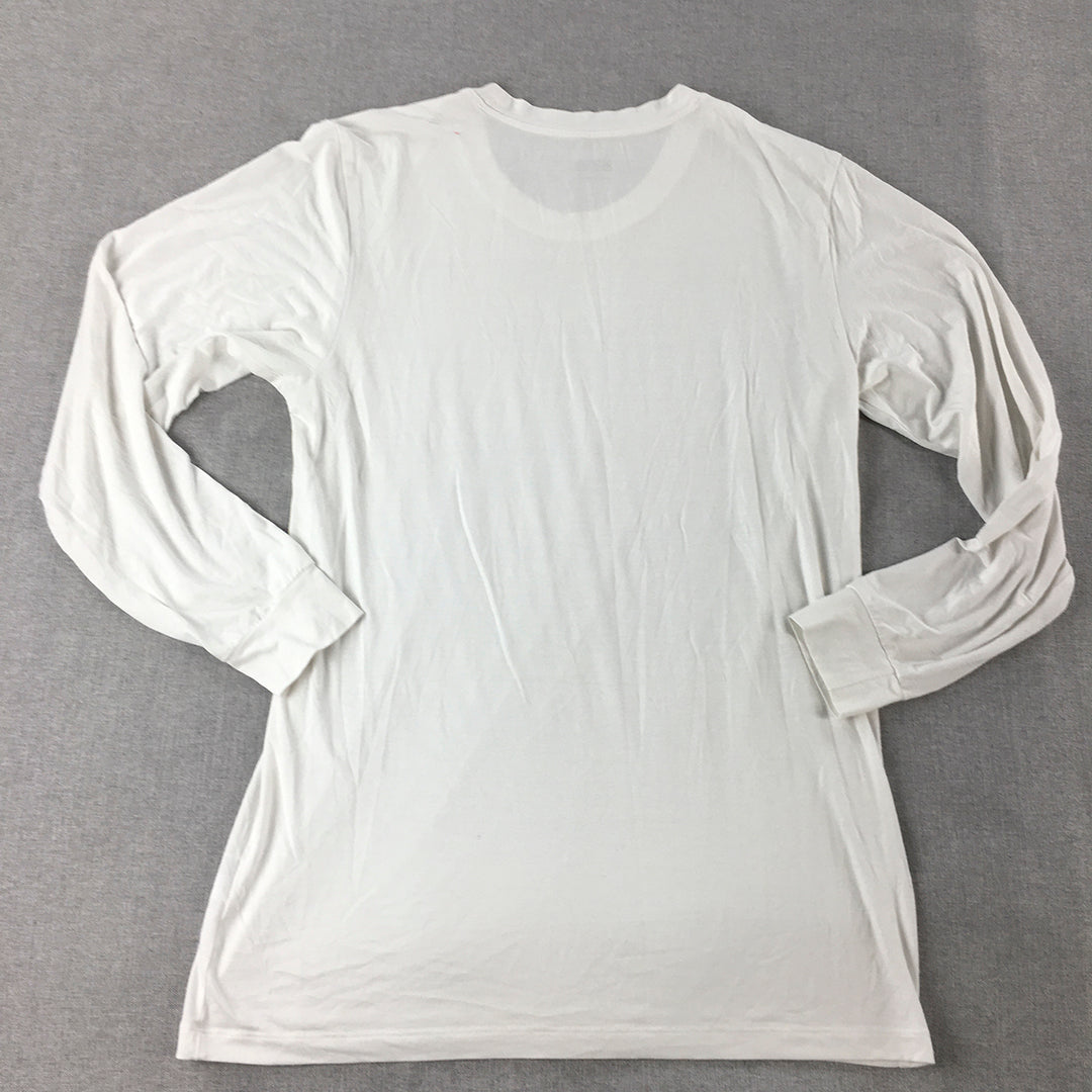 Uniqlo Heattech Mens Shirt Size M White Long Sleeve Crew Neck