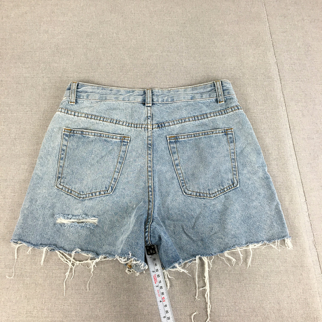 White Fox Womens Denim Shorts Size M Blue Raw Hem Jorts