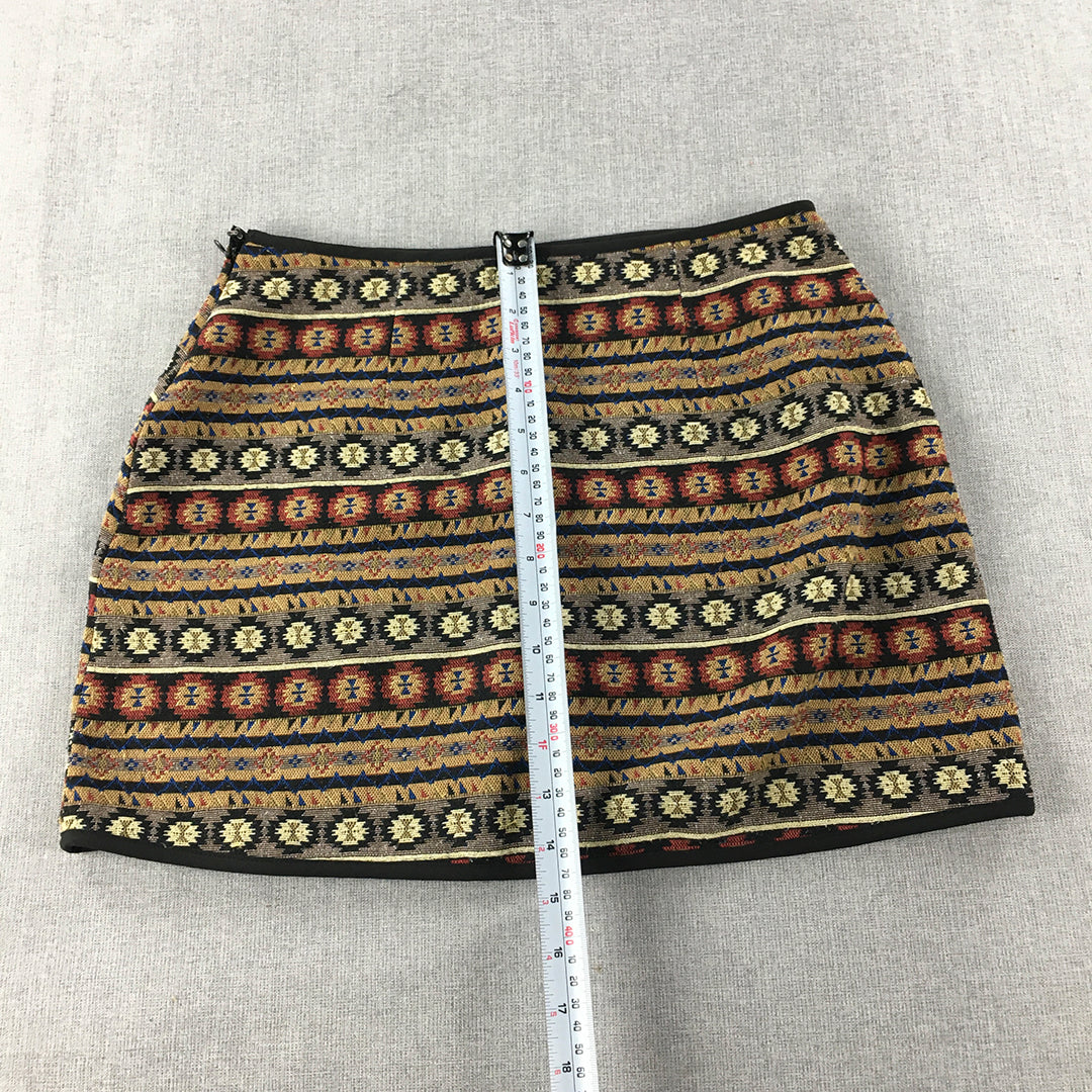 Valleygirl Womens Mini Skirt Size 10 Brown Aztec Navajo