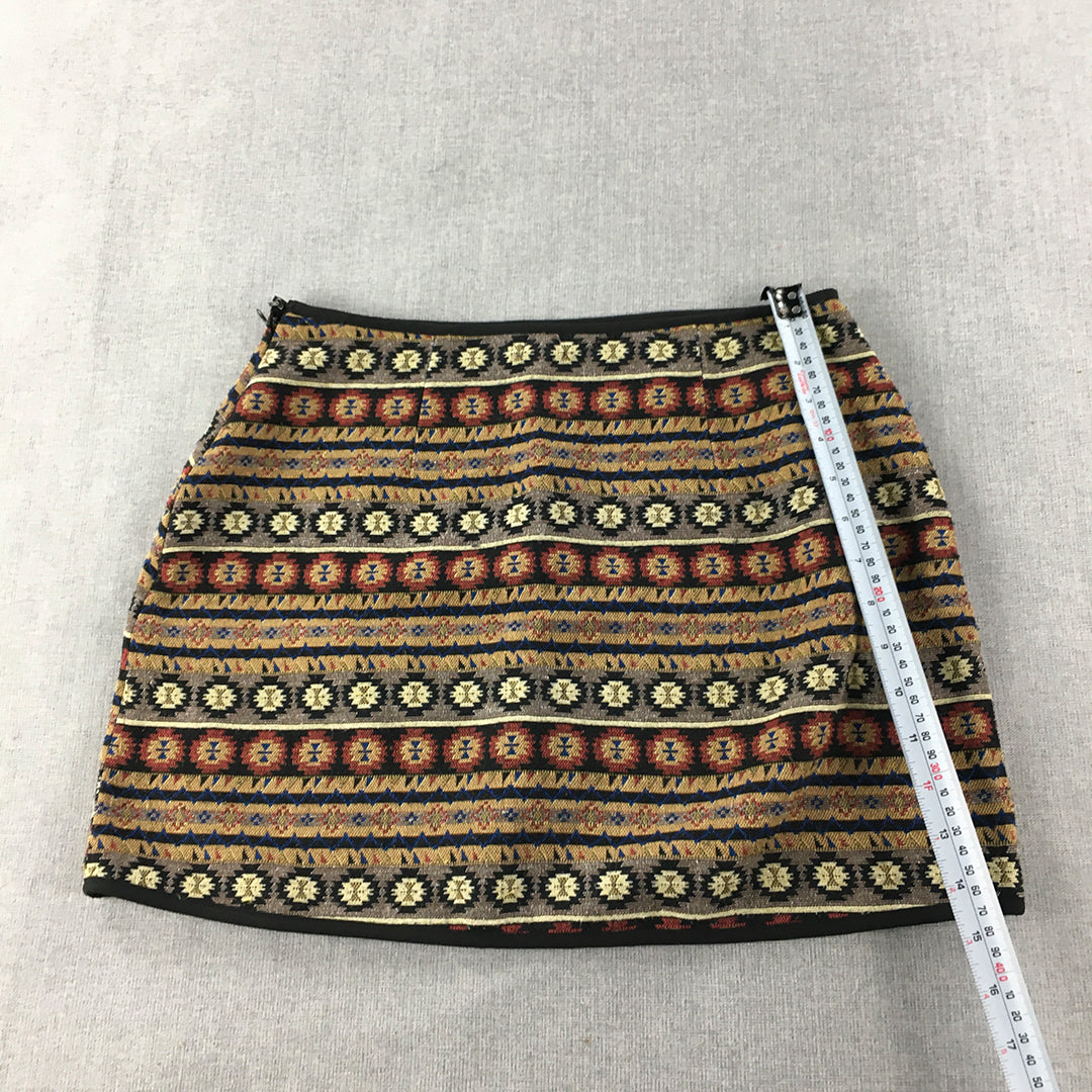 Valleygirl Womens Mini Skirt Size 10 Brown Aztec Navajo