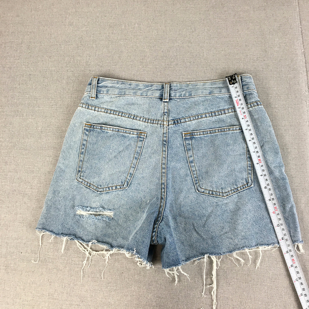 White Fox Womens Denim Shorts Size M Blue Raw Hem Jorts