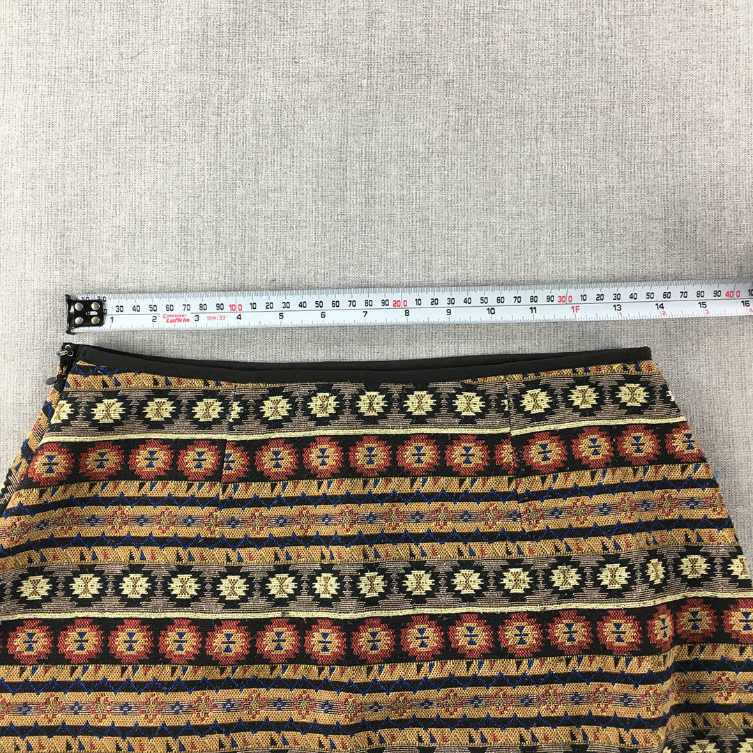 Valleygirl Womens Mini Skirt Size 10 Brown Aztec Navajo