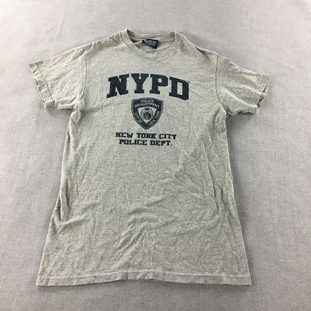 NYPD T-Shirt Adult Size S Grey Logo New York Police Dept. Short Sleeve Tee