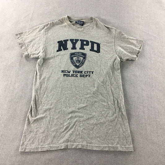 NYPD T-Shirt Adult Size S Grey Logo New York Police Dept. Short Sleeve Tee