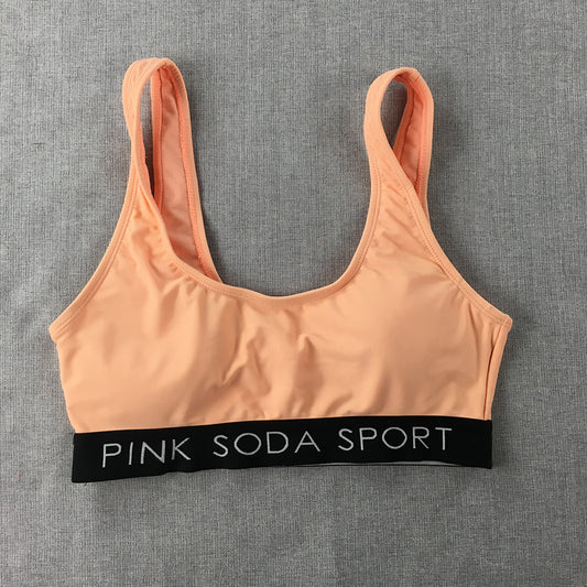 Pink Soda Sport Womens Cropped Top Size XS Peach Pink Activewear Sports Bra