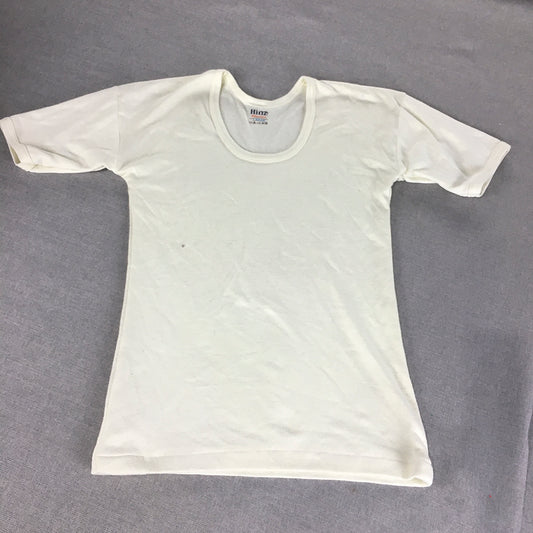 Hinz Woollen T-Shirt Size L White Stretch Knit Short Sleeve