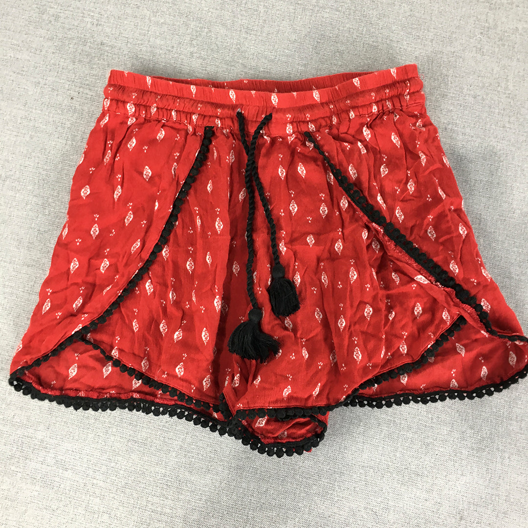 H&M x Coachella Womens Shorts Size 6 Red Dot Drawstring Elastic Waist