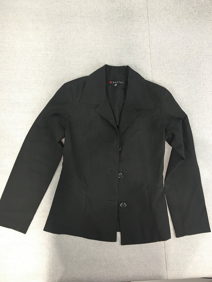 Love Wanted Womens Blazer Jacket Size S Black Button Collared Coat