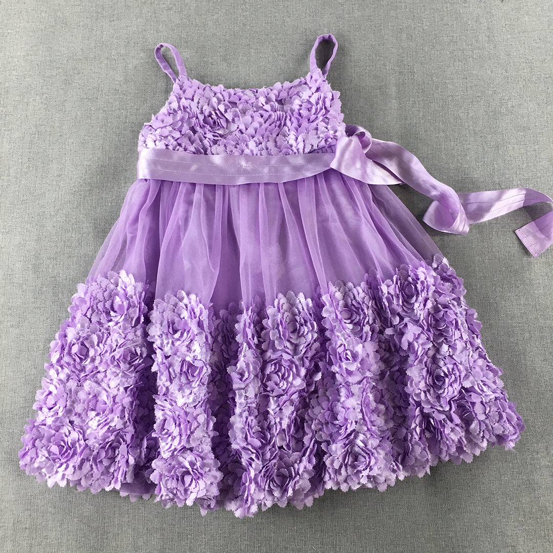 Bonnie Jean Kids Girls Dress Size 4 Toddler Lavender Purple Floral