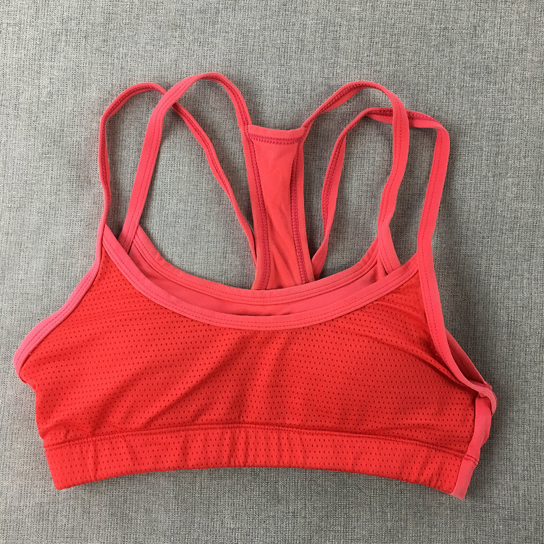 Rock Wear Womens Sports Bra Size 8 Pink Red Sleeveless Cropped Top Gym