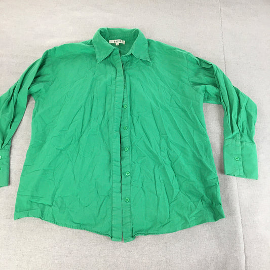 Dazie Womens Shirt Size 6 Green Long Sleeve Button-Up Collared