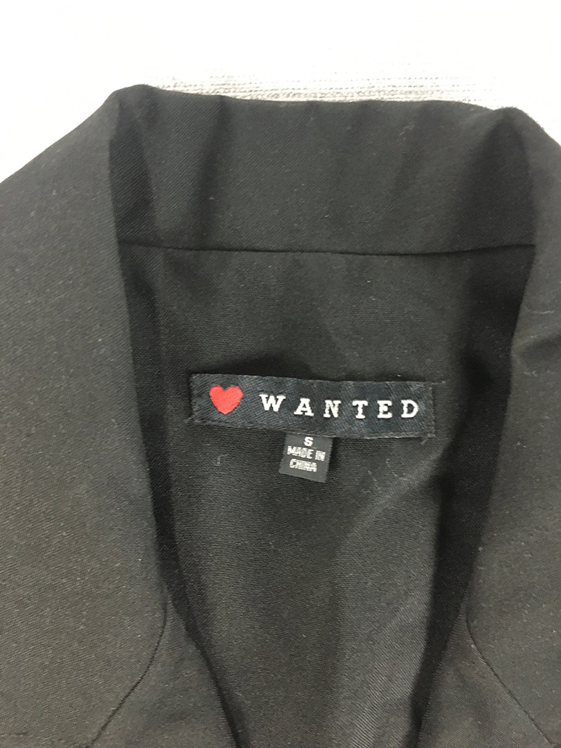 Love Wanted Womens Blazer Jacket Size S Black Button Collared Coat