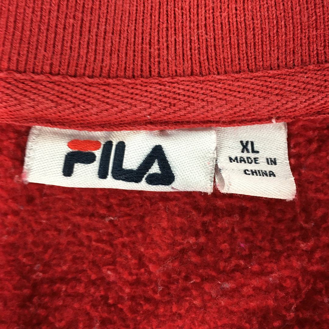 FILA Mens Sweater Size XL Red Embroidered Logo 1/4 Zip Mock Neck Jumper