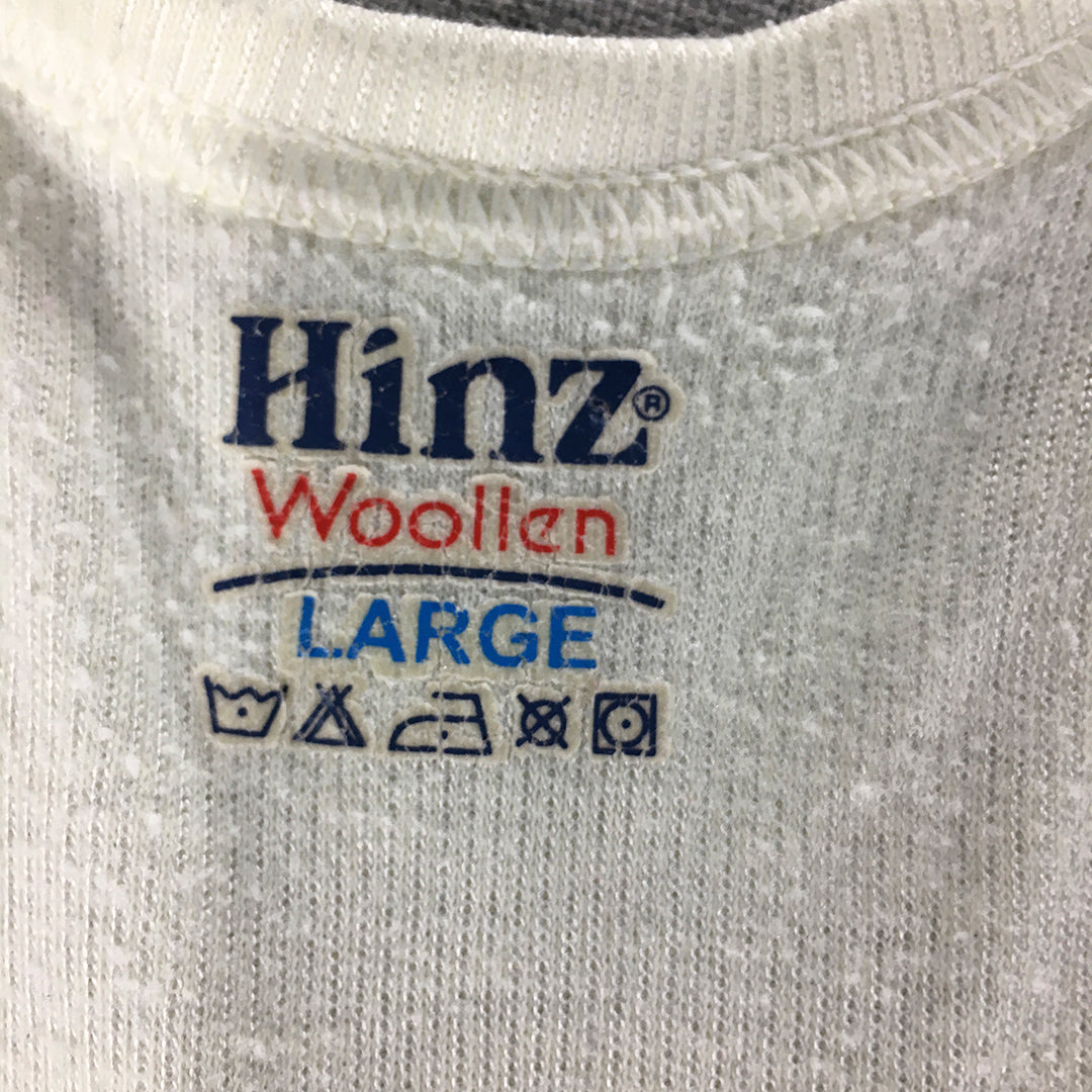 Hinz Woollen T-Shirt Size L White Stretch Knit Short Sleeve