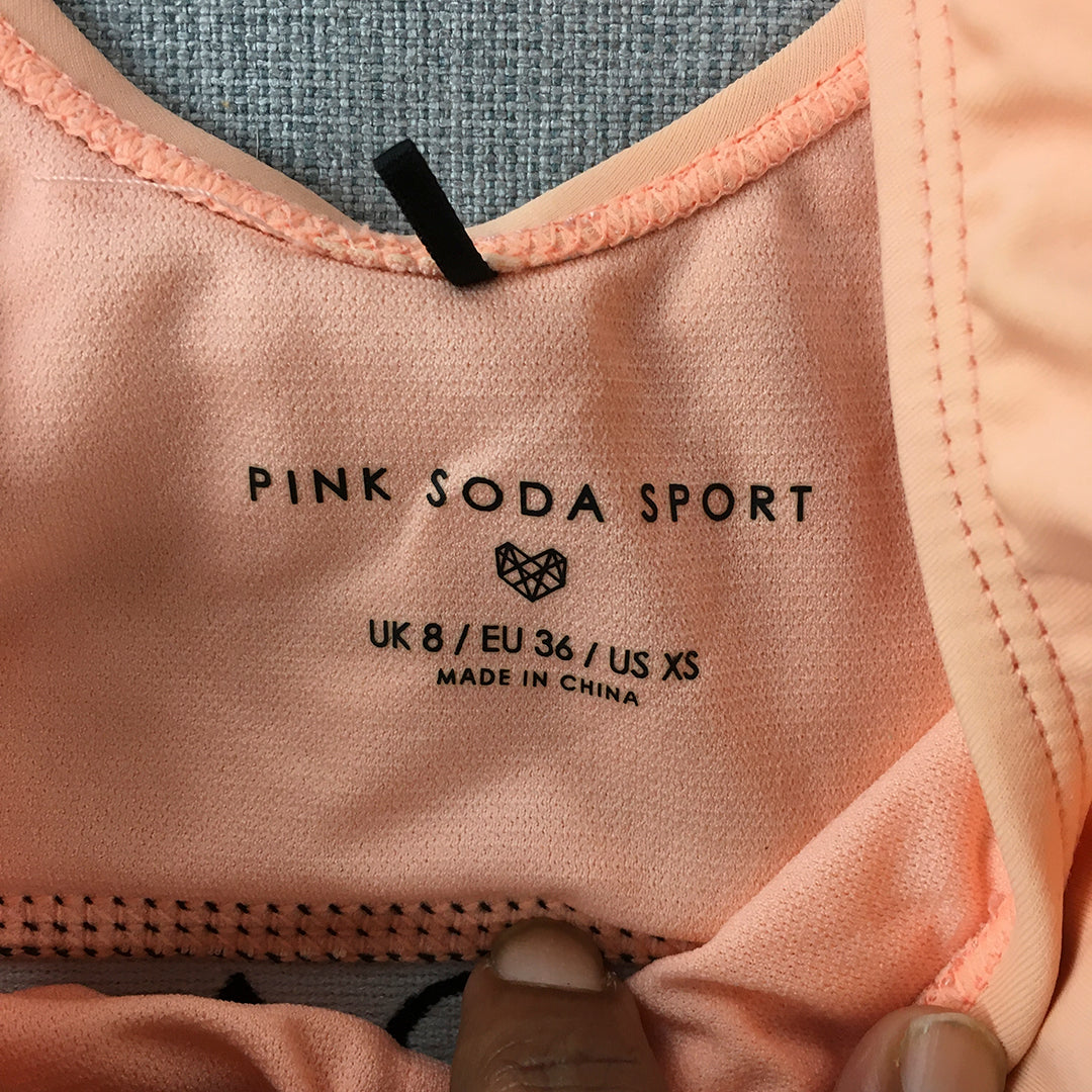 Pink Soda Sport Womens Cropped Top Size XS Peach Pink Activewear Sports Bra