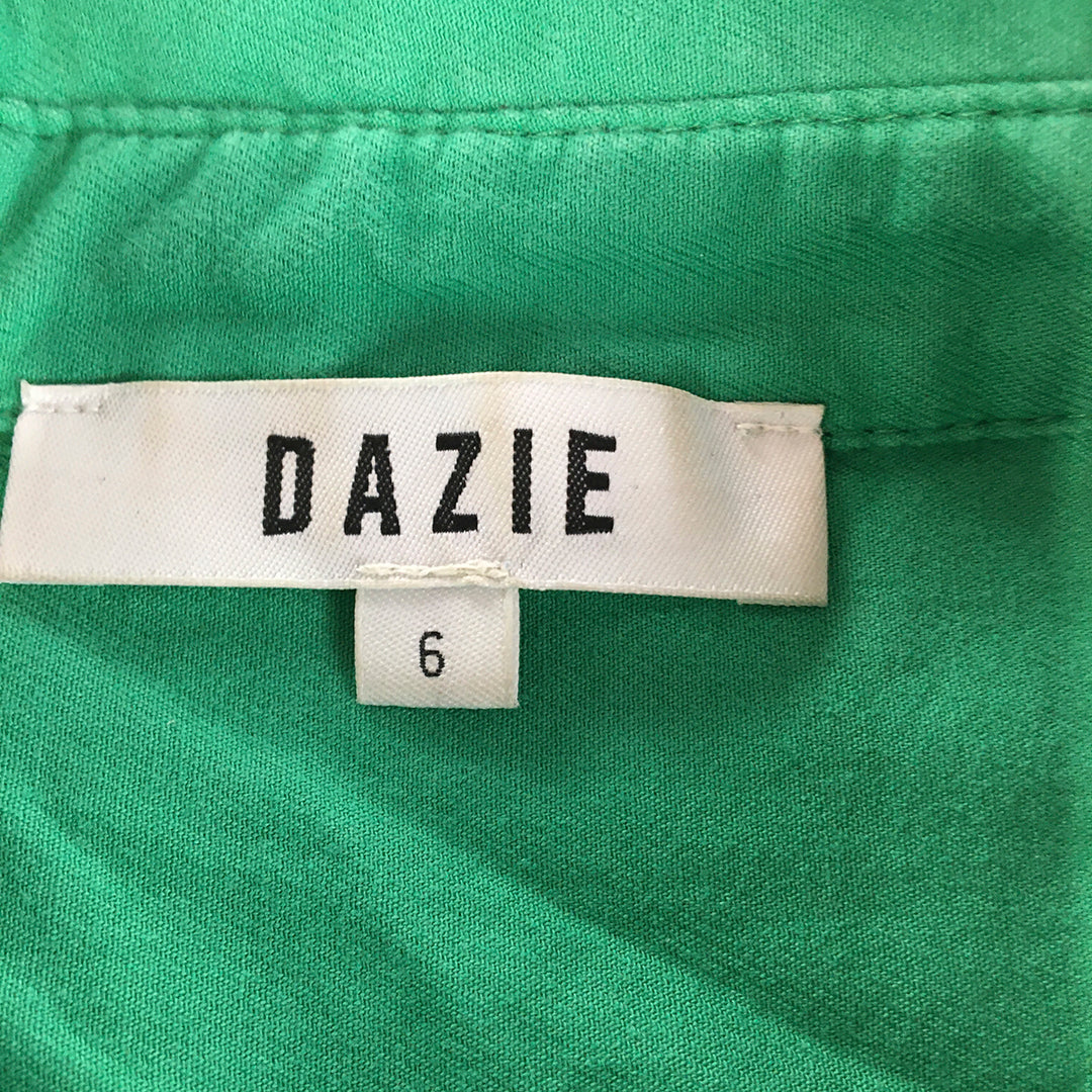 Dazie Womens Shirt Size 6 Green Long Sleeve Button-Up Collared