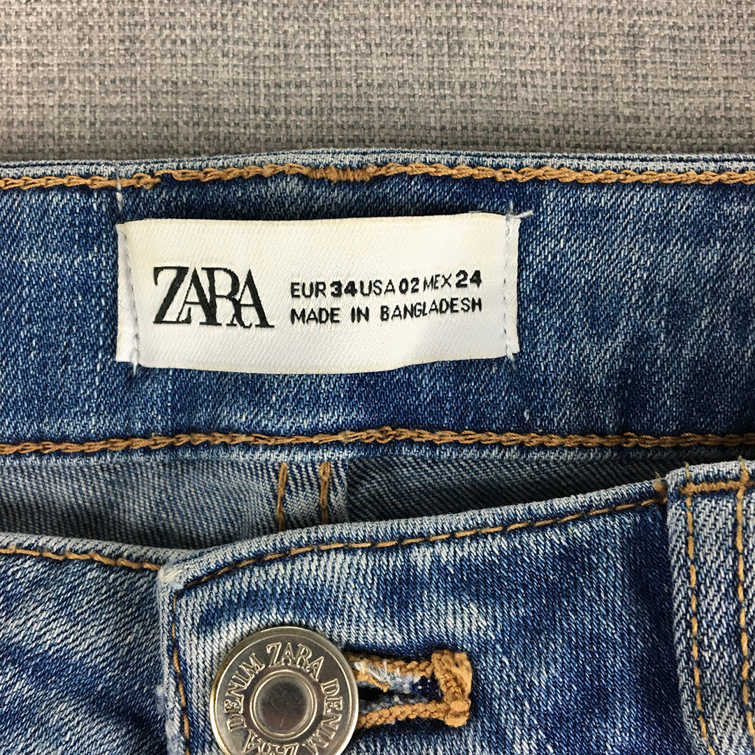 Zara Womens Skinny Jeans Size 2 Blue Light Wash Stretch Denim