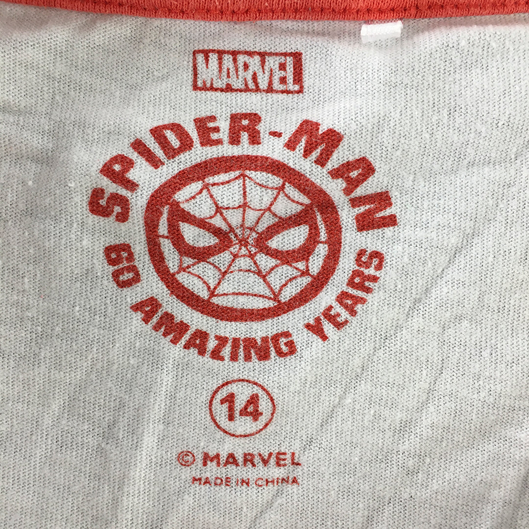 Marvel Spider-Man Kids Boys T-Shirt Size 14 White Short Sleeve Comic Tee