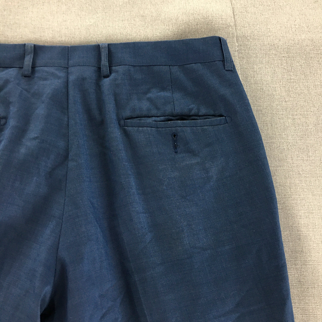 New England Mens Dress Pants Size 32 (W32 x L32) Blue Slim Straight Pockets