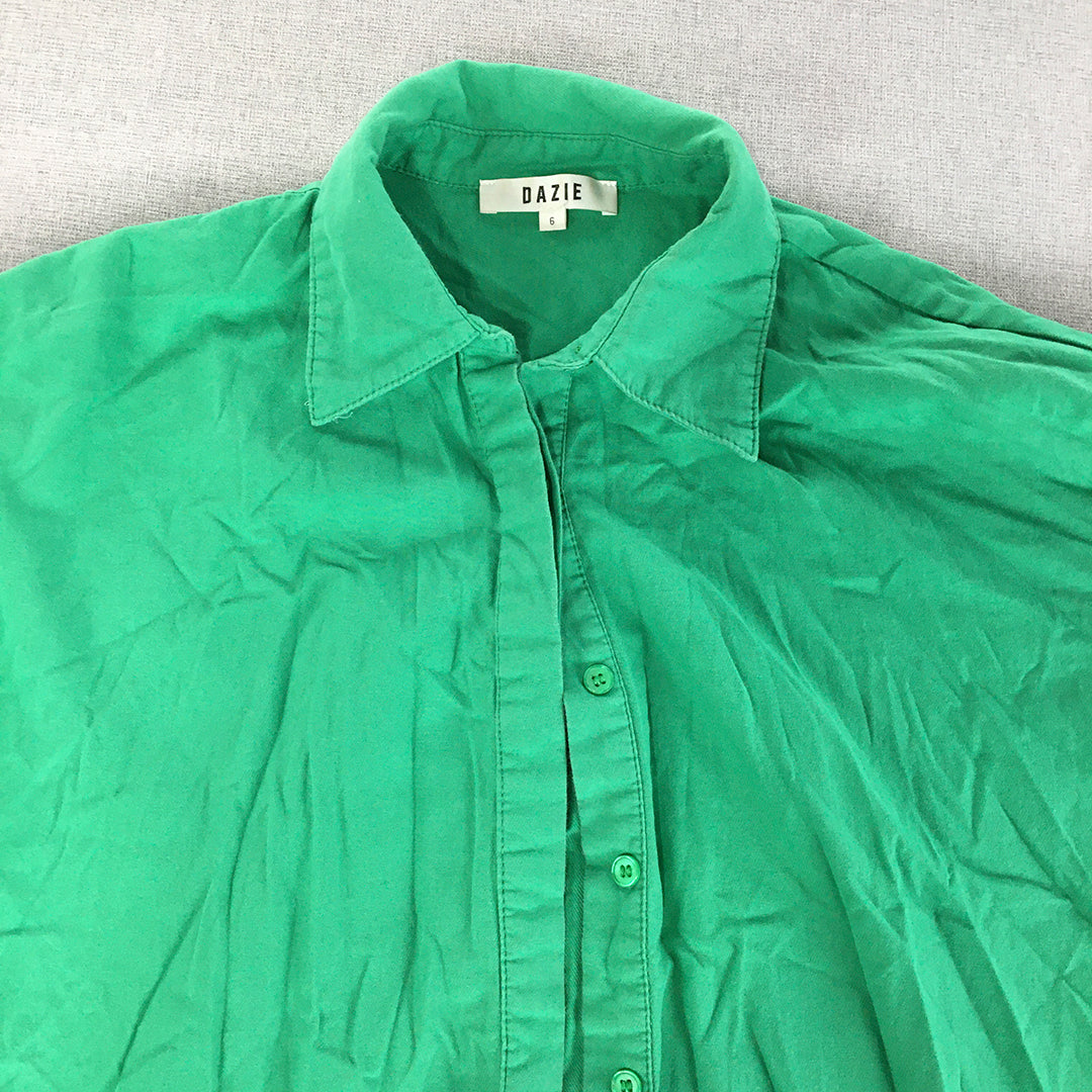 Dazie Womens Shirt Size 6 Green Long Sleeve Button-Up Collared