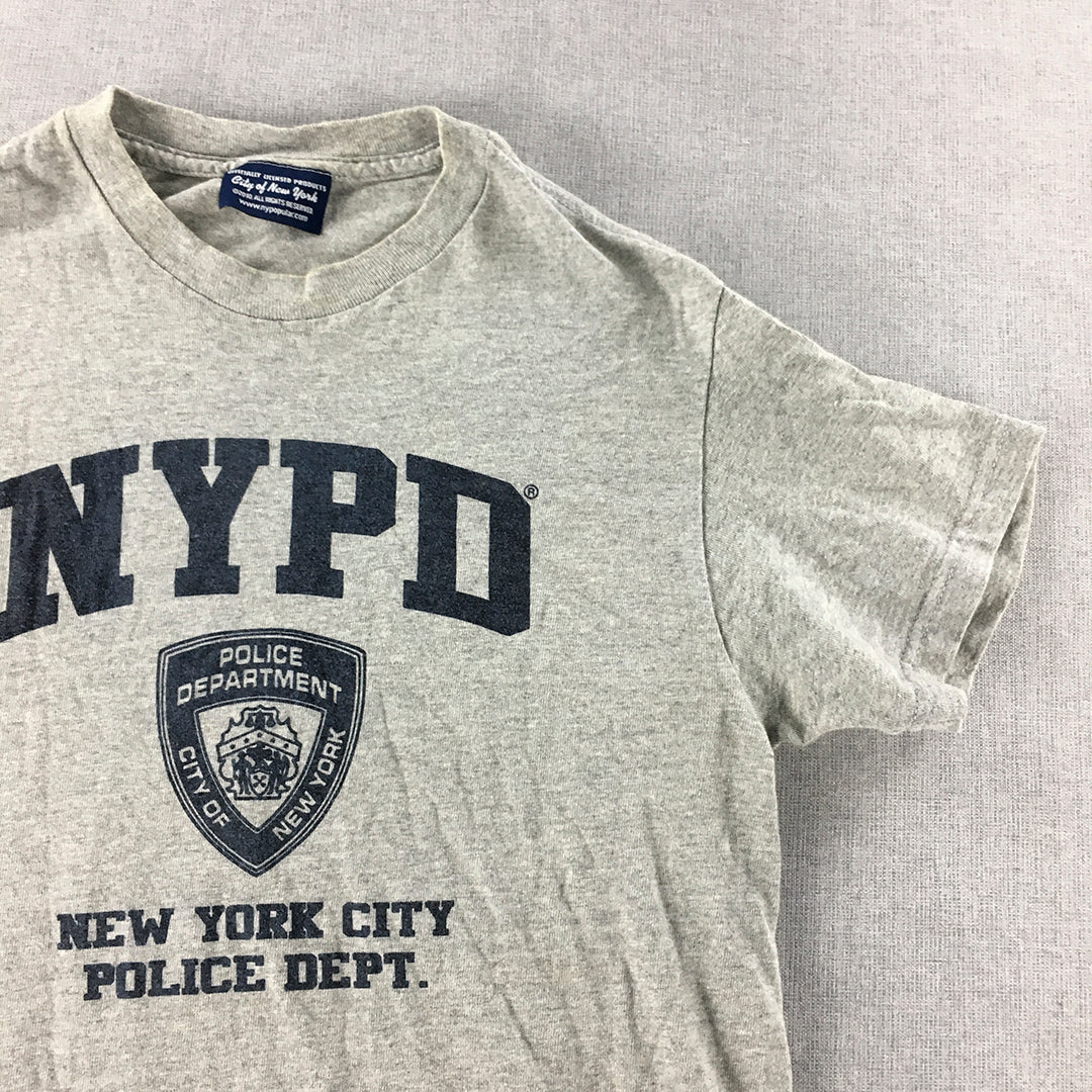 NYPD T-Shirt Adult Size S Grey Logo New York Police Dept. Short Sleeve Tee