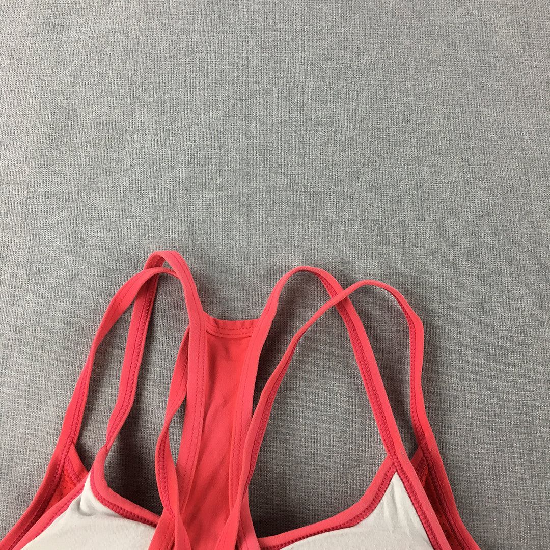 Rock Wear Womens Sports Bra Size 8 Pink Red Sleeveless Cropped Top Gym