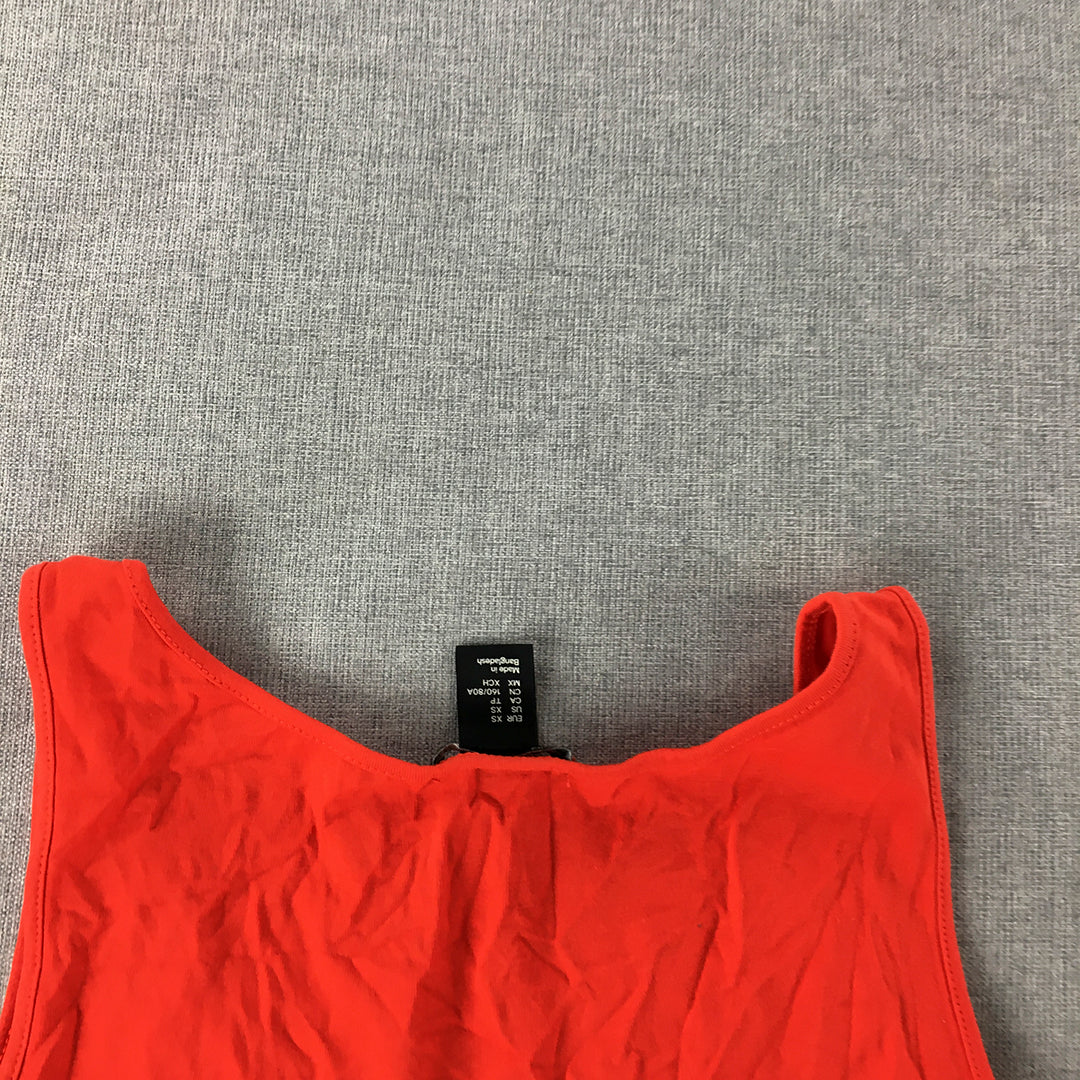 H&M Womens Tank Top Size XS Red Sleeveless Stretch Fabric Shirt