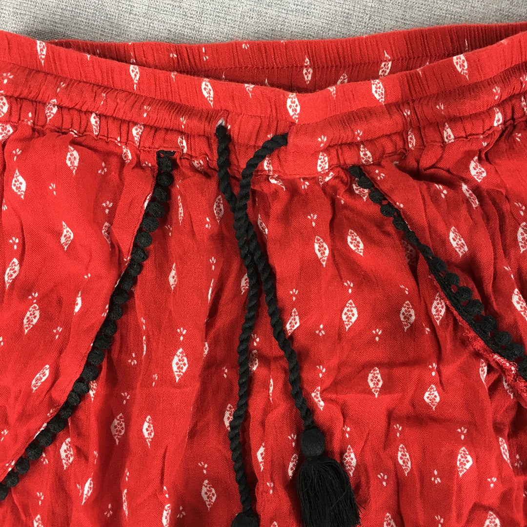 H&M x Coachella Womens Shorts Size 6 Red Dot Drawstring Elastic Waist