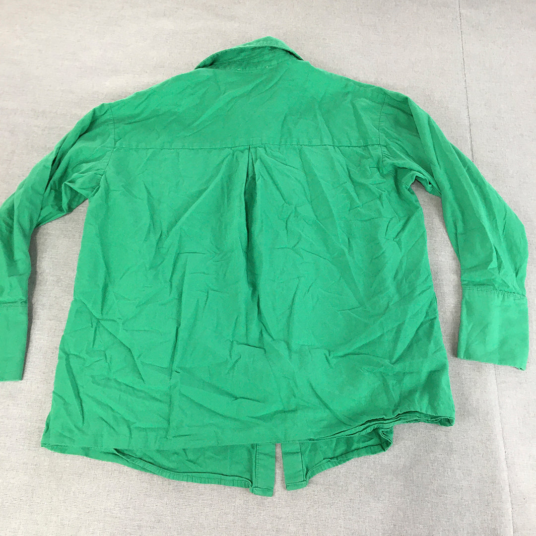 Dazie Womens Shirt Size 6 Green Long Sleeve Button-Up Collared